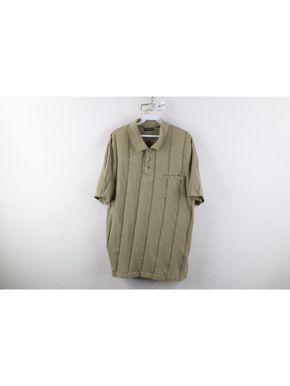 Vintage 90s Streetwear Mens Large Faded Striped Thermal Knit Golf Polo Shirt